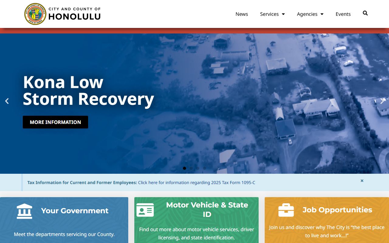 Urban Honolulu city and county government page for 24 hour booking services