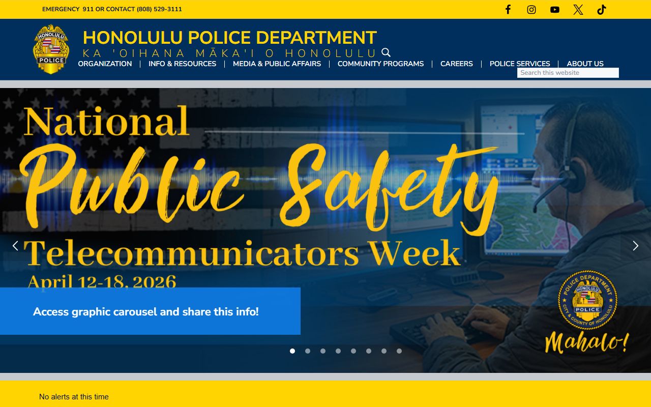 Honolulu County Honolulu Police Department 24 hour booking main website